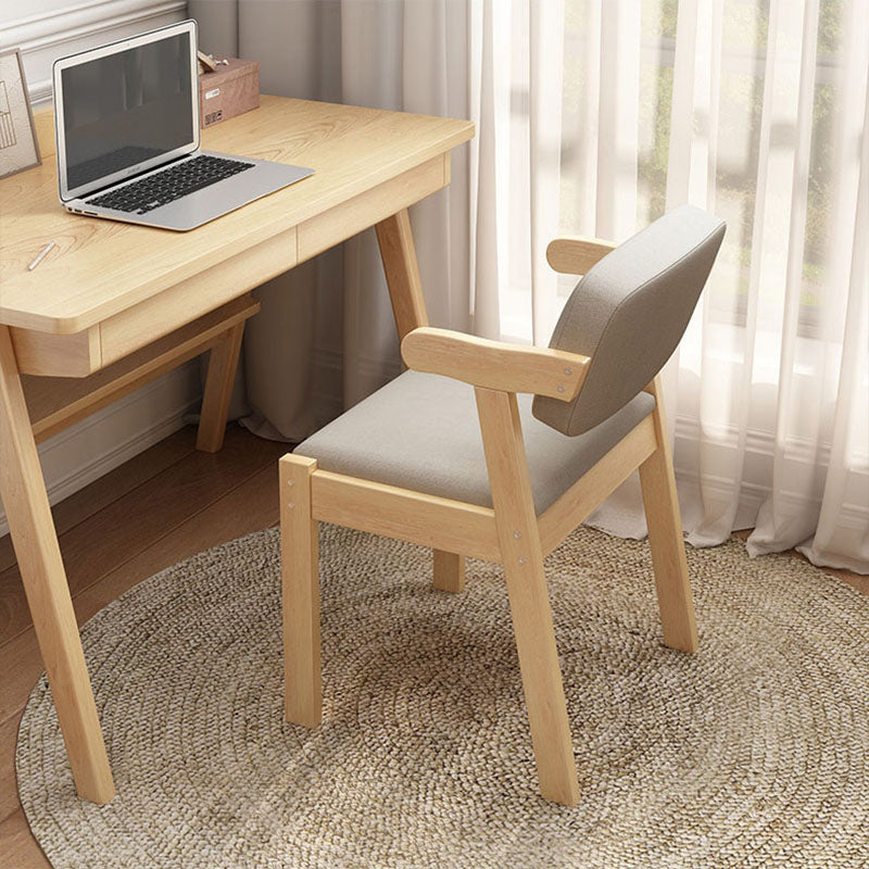 Contemporary Dining Chairs Arm Side Chair with Wooden Legs for Kitchen