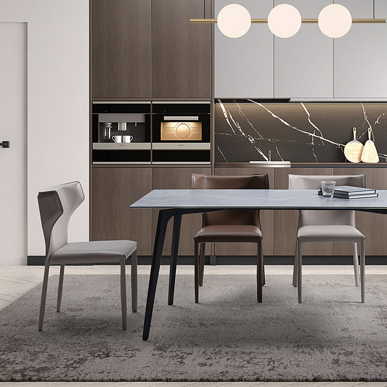 Moderne lederen armloze eetkamerstoel Wingback Side Chair voor restaurantgebruik