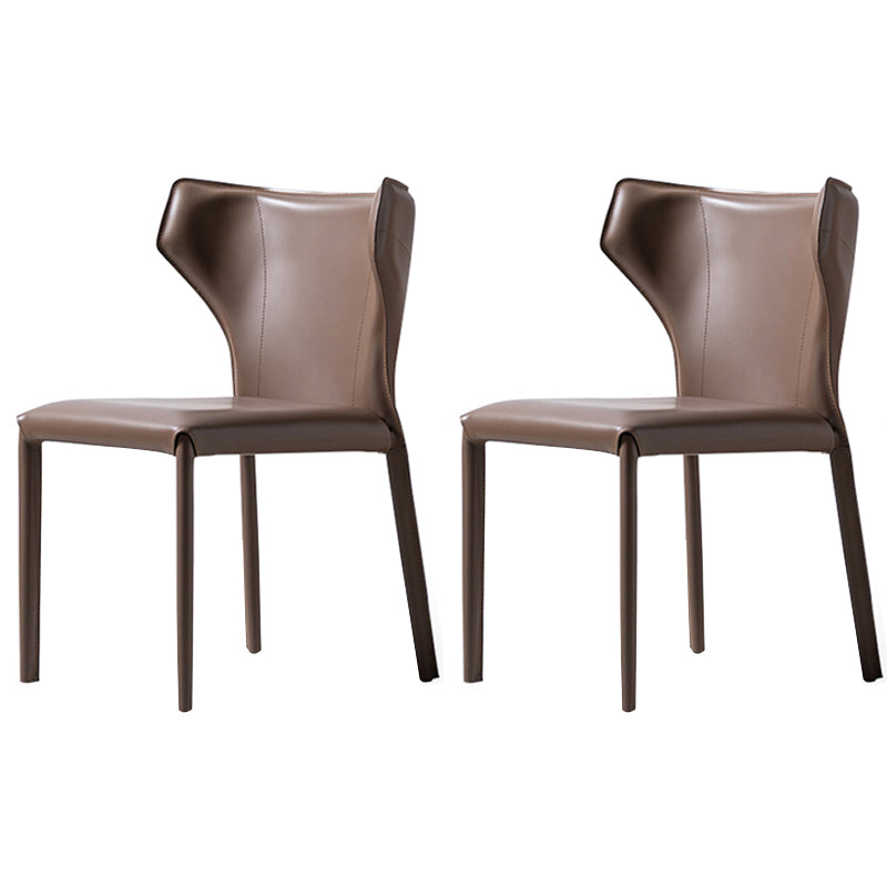 Moderne lederen armloze eetkamerstoel Wingback Side Chair voor restaurantgebruik