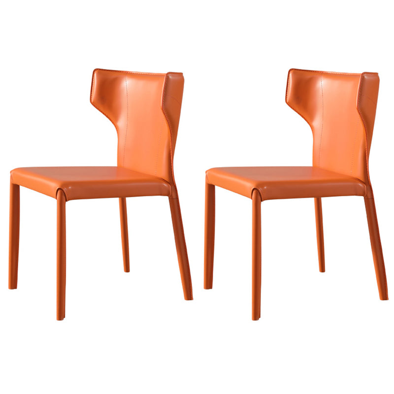 Moderne lederen armloze eetkamerstoel Wingback Side Chair voor restaurantgebruik