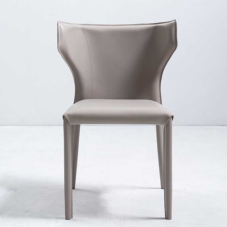 Moderne lederen armloze eetkamerstoel Wingback Side Chair voor restaurantgebruik