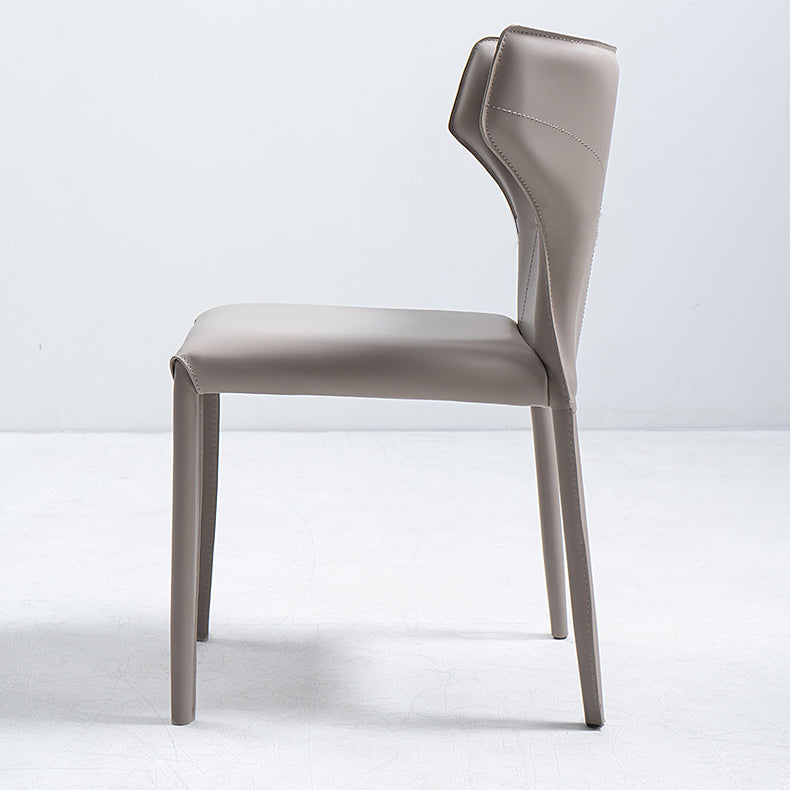 Moderne lederen armloze eetkamerstoel Wingback Side Chair voor restaurantgebruik