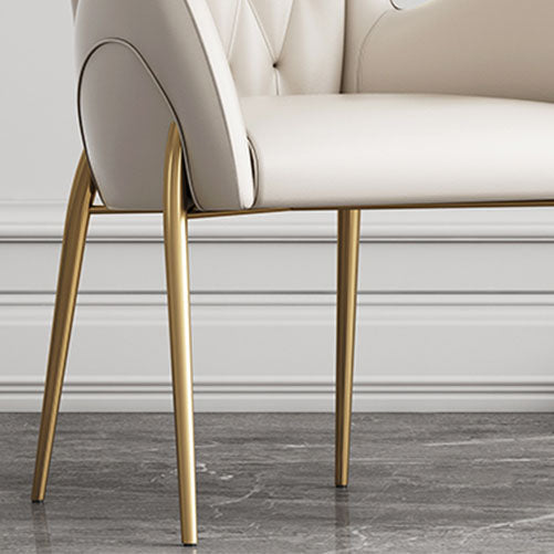 Glam Metal Dining Room Chairs Faux Leather Dining Arm Chair for Restaurant Use