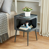 Mid-Century Square Tray Top Side Table 19.6" Tall Iron 4 Legs End Table with Storage