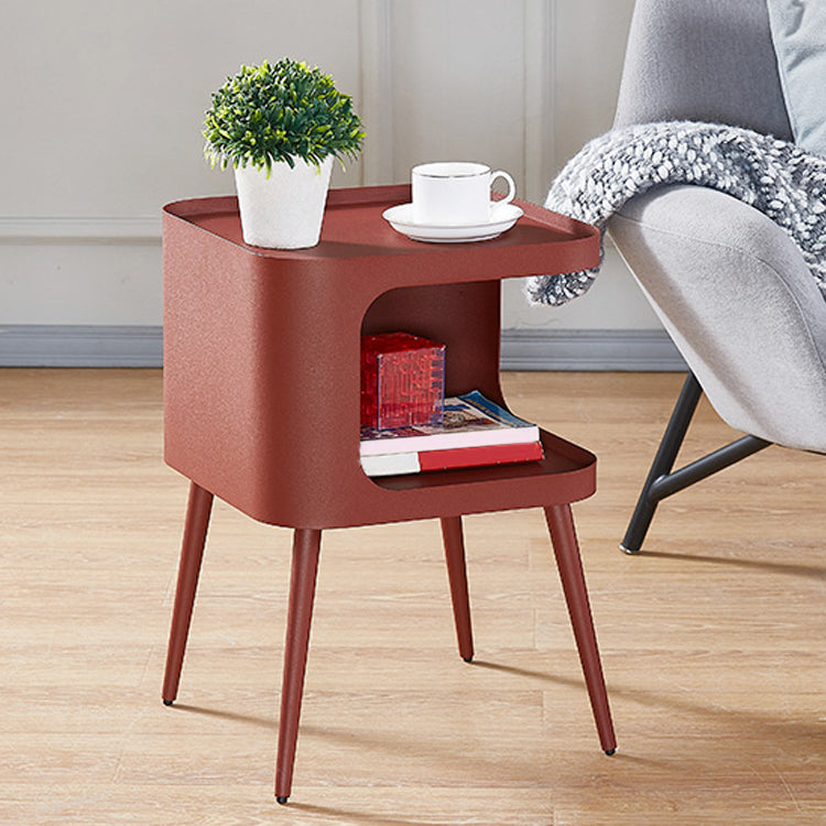 Mid-Century Square Tray Top Side Table 19.6" Tall Iron 4 Legs End Table with Storage