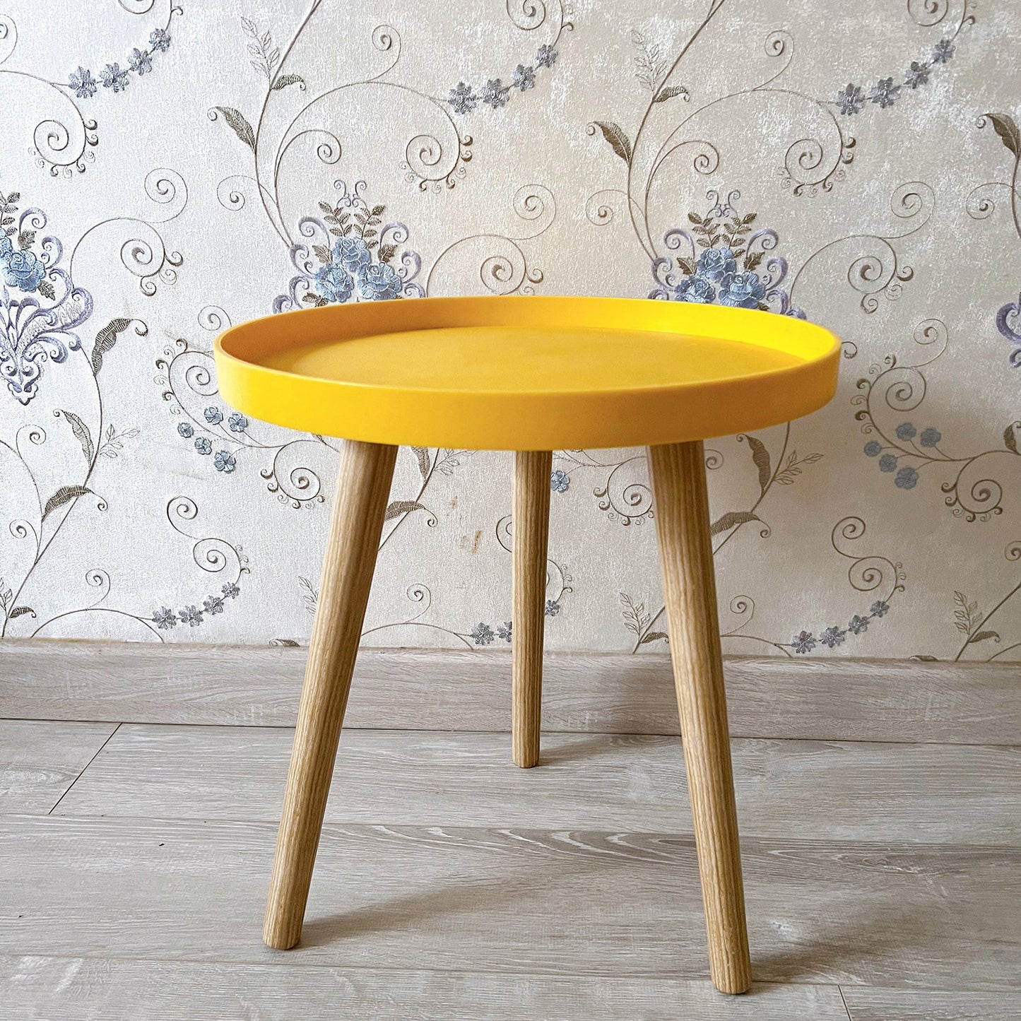 11.75 inch Wide Scandinavian Sofa Side Accent Table Tri Pin Round Side End Table