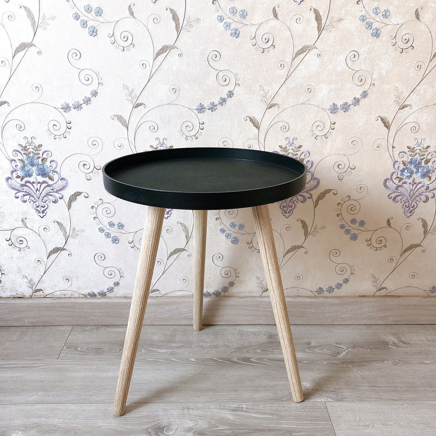 11.75 inch Wide Scandinavian Sofa Side Accent Table Tri Pin Round Side End Table