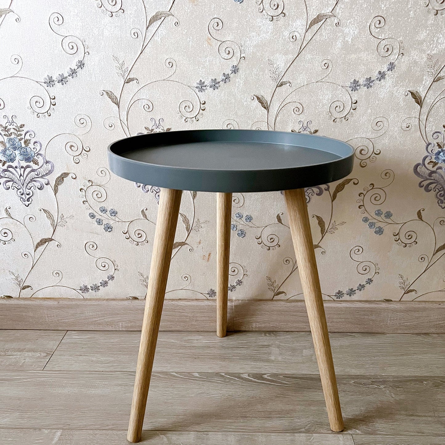 11.75 inch Wide Scandinavian Sofa Side Accent Table Tri Pin Round Side End Table