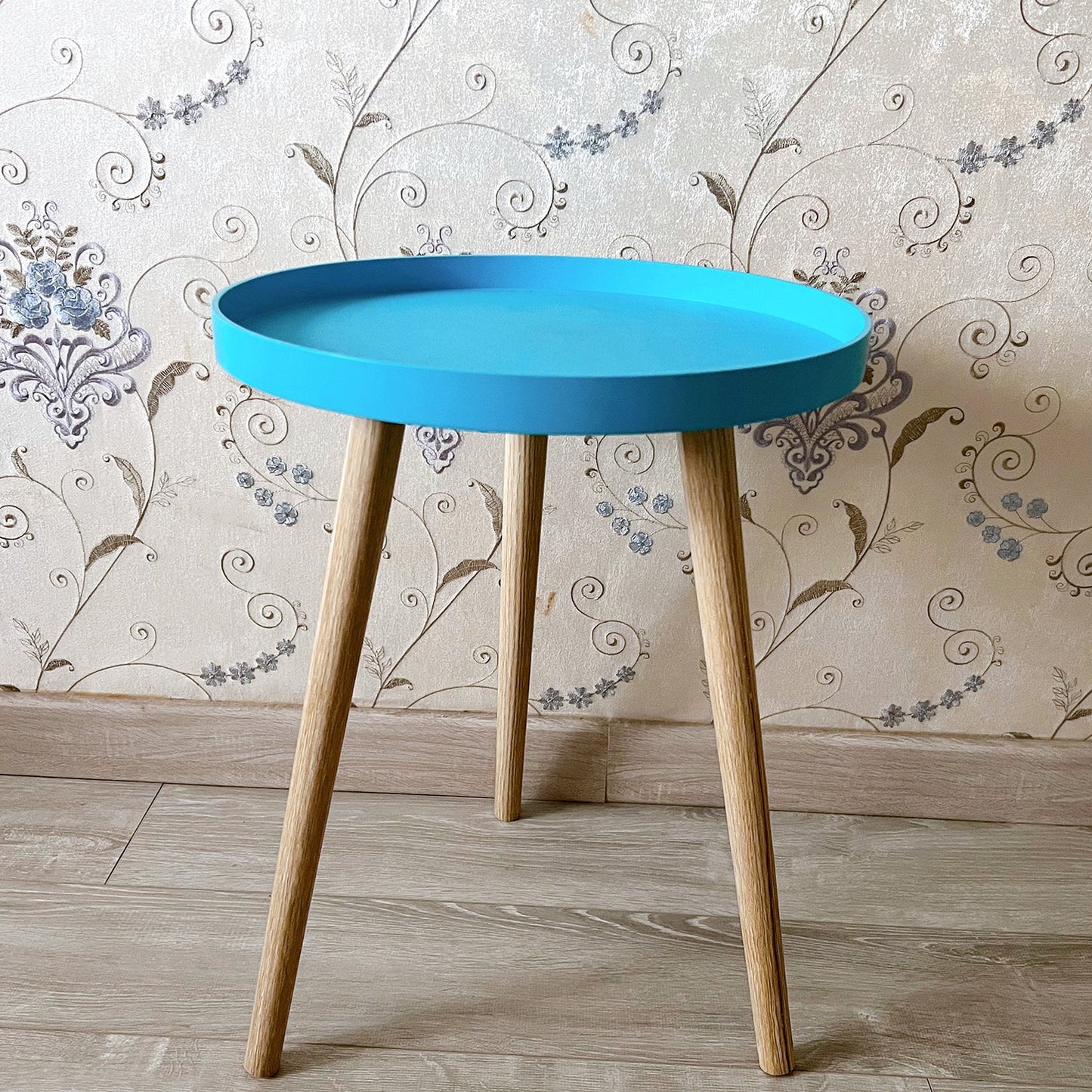 11.75 inch Wide Scandinavian Sofa Side Accent Table Tri Pin Round Side End Table