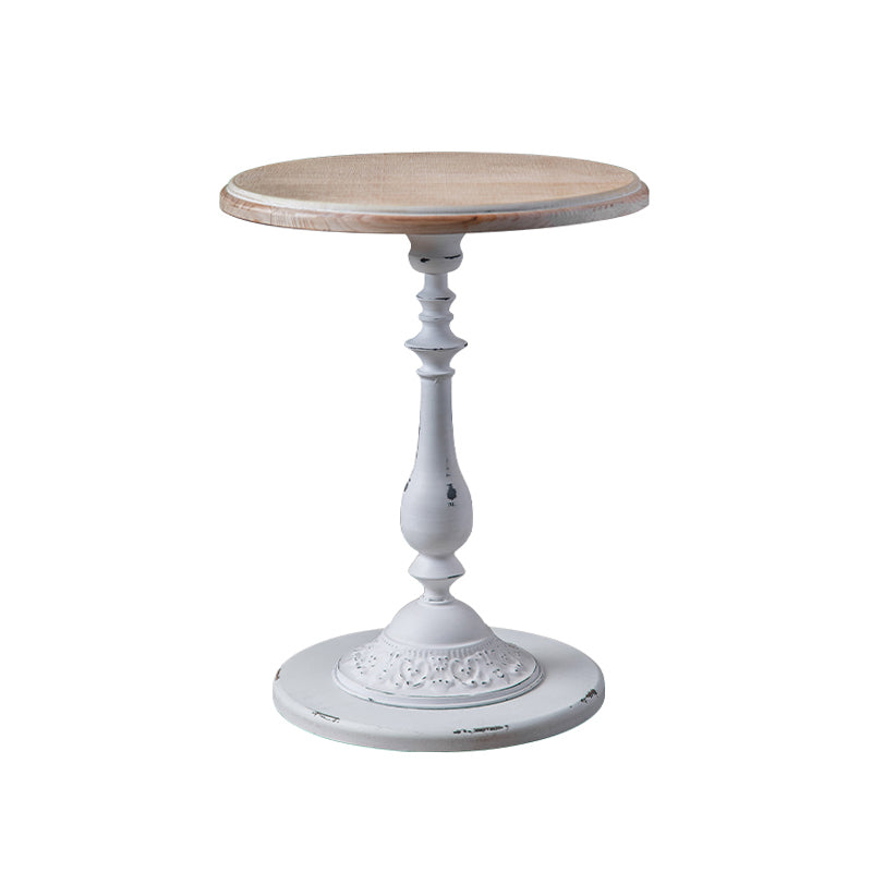 French Country Stylepedestal Base Design Circular Old Solid Wood Table Side Table