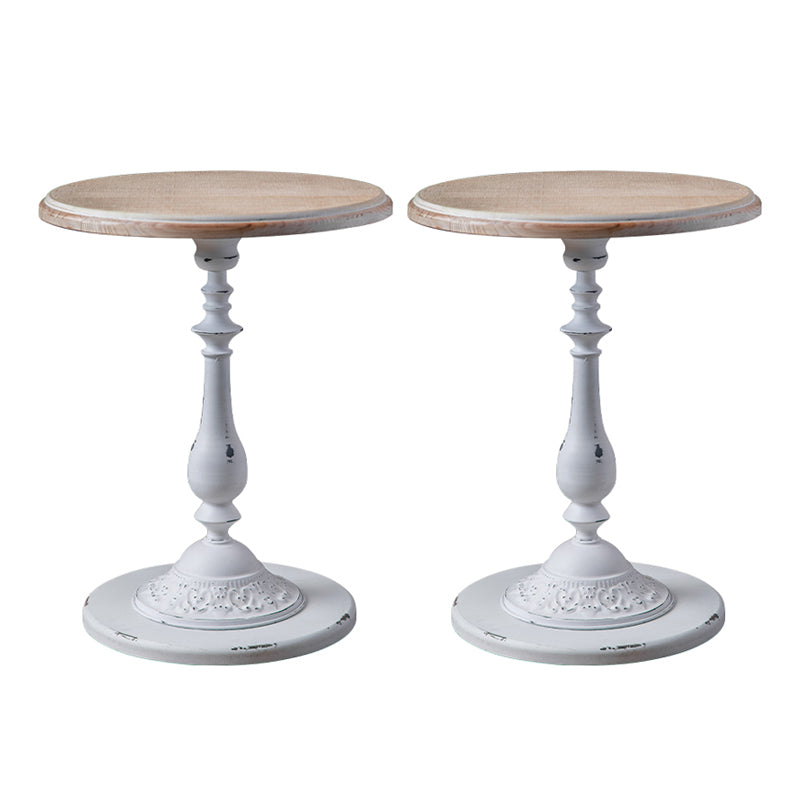 French Country Stylepedestal Base Design Circular Old Solid Wood Table Side Table