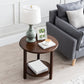 Nordic Style 3 Legs Base Design Round Solid Wood Table with Storage Shelf Side Table