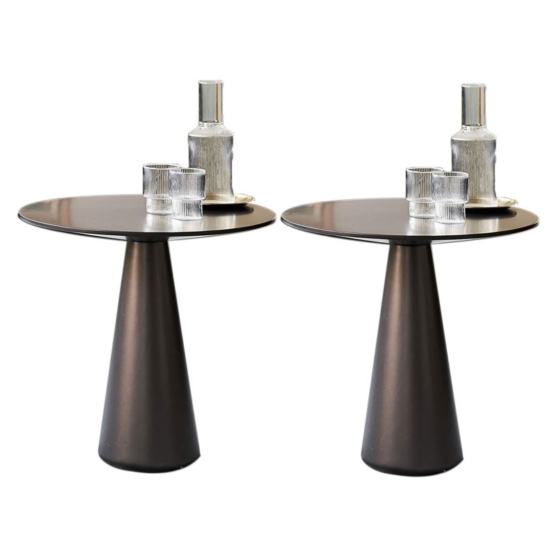 Mid-century Modern Style Pedestal Base Circular Top Metal Side Table Brown 2 Clearhalo 'Coffee & Accent Tables' 'End & Side Tables' 'end_side_tables' 'furn' 'furn_end_side_tables' 'Furniture' 'Living Room Furniture' 5688388