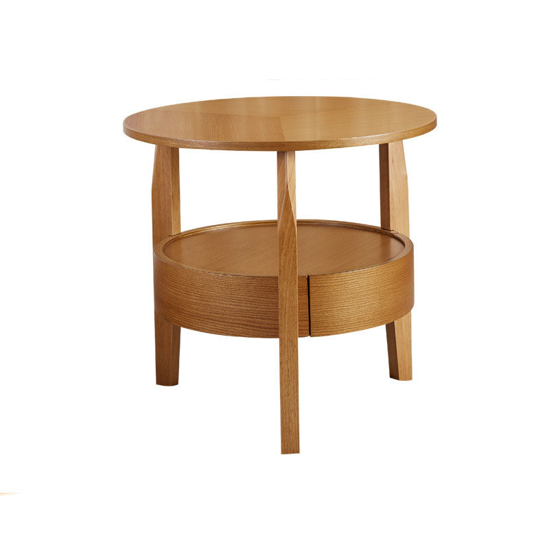 Traditional Round Wooden Top Side Table 3 Legs End Table with Storage 23.6"L x 23.6"W x 23.6"H Natural 1 Clearhalo 'Coffee & Accent Tables' 'End & Side Tables' 'end_side_tables' 'furn' 'furn_end_side_tables' 'Furniture' 'Living Room Furniture' 5688405