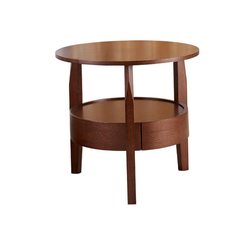 Traditional Round Wooden Top Side Table 3 Legs End Table with Storage 23.6"L x 23.6"W x 20"H Walnut 1 Clearhalo 'Coffee & Accent Tables' 'End & Side Tables' 'end_side_tables' 'furn' 'furn_end_side_tables' 'Furniture' 'Living Room Furniture' 5688425