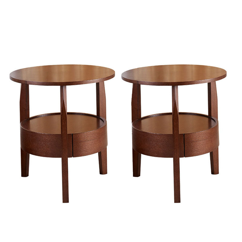 Traditional Round Wooden Top Side Table 3 Legs End Table with Storage 19.7"L x 19.7"W x 23.5"H Walnut 2 Clearhalo 'Coffee & Accent Tables' 'End & Side Tables' 'end_side_tables' 'furn' 'furn_end_side_tables' 'Furniture' 'Living Room Furniture' 5688428
