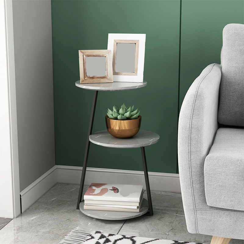 14.56 inch Wide Scandinavian Style Side End Table Metal Abstract Side Accent Table Black Gray 1 Clearhalo 'Coffee & Accent Tables' 'End & Side Tables' 'end_side_tables' 'furn' 'furn_end_side_tables' 'Furniture' 'Living Room Furniture' 5688434