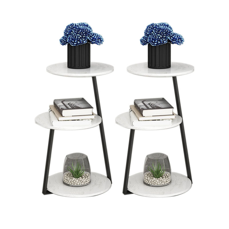 14.56 inch Wide Scandinavian Style Side End Table Metal Abstract Side Accent Table Black White 2 Clearhalo 'Coffee & Accent Tables' 'End & Side Tables' 'end_side_tables' 'furn' 'furn_end_side_tables' 'Furniture' 'Living Room Furniture' 5688444