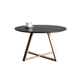 Table de bois rond en bois rond de style nordique avec table d'appoint de base en bois en bois