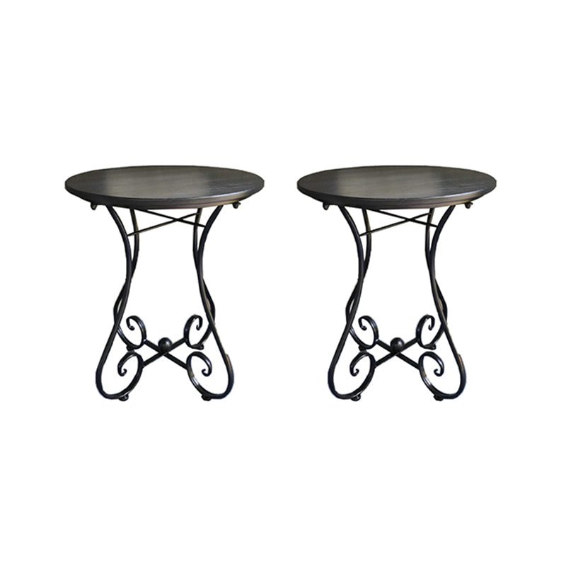 Contemporary Solid Wood End Table Metal Frame Gross Legs Sofa Side Accent Table Black 2 Clearhalo 'Coffee & Accent Tables' 'End & Side Tables' 'end_side_tables' 'furn' 'furn_end_side_tables' 'Furniture' 'Living Room Furniture' 5688513