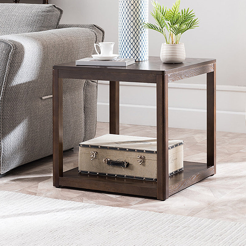 Table de l'extrémité en bois tradiculal Table d'appoint canapé à double niveau pour le salon