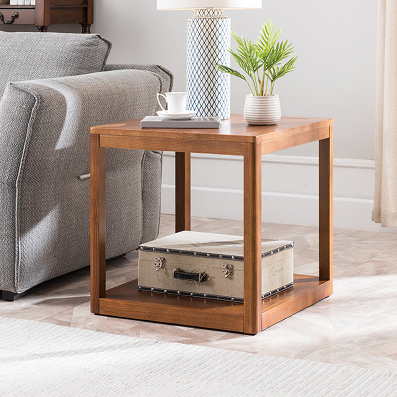Table de l'extrémité en bois tradiculal Table d'appoint canapé à double niveau pour le salon