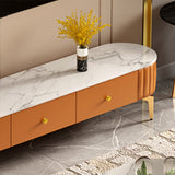 Scandinavische tv -standaard steen ingesloten opslag tv -console met 3 laden