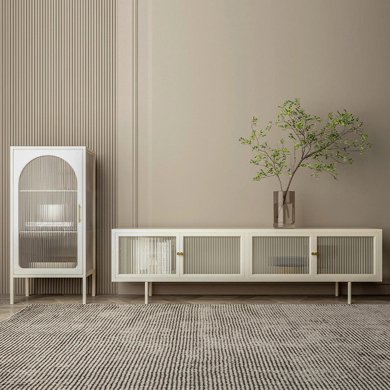 Home Metal TV Console Industrial Rectangle TV Cabinet with Glass Doors White Clearhalo 'furn' 'furn_tv_stands_entertainment_centers' 'Furniture' 'Living Room Furniture' 'TV Stands & Entertainment Centers' 'TV Stands & Media Storage Furniture' 'tv_stands_entertainment_centers' 5688704