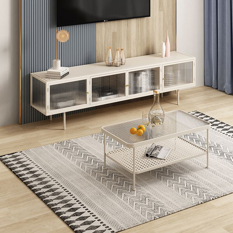 Home Metal TV Console Industrial Rectangle TV Cabinet with Glass Doors Clearhalo 'furn' 'furn_tv_stands_entertainment_centers' 'Furniture' 'Living Room Furniture' 'TV Stands & Entertainment Centers' 'TV Stands & Media Storage Furniture' 'tv_stands_entertainment_centers' 5688705