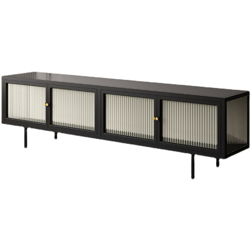Home Metal TV Console Industrial Rectangle TV Cabinet with Glass Doors Black Clearhalo 'furn' 'furn_tv_stands_entertainment_centers' 'Furniture' 'Living Room Furniture' 'TV Stands & Entertainment Centers' 'TV Stands & Media Storage Furniture' 'tv_stands_entertainment_centers' 5688708