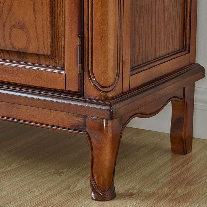 Meuble TV domestique en bois massif, meuble TV traditionnel avec pieds en bois évasés