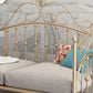 Luxurious Open-Frame Bed 45.28-inch High Metal Child's Bed with Headboard