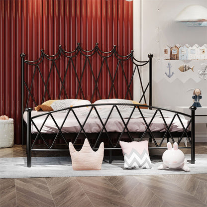 Glam Metal Arched Standard Bed with Open-Frame Headboard, Mattress Not Included