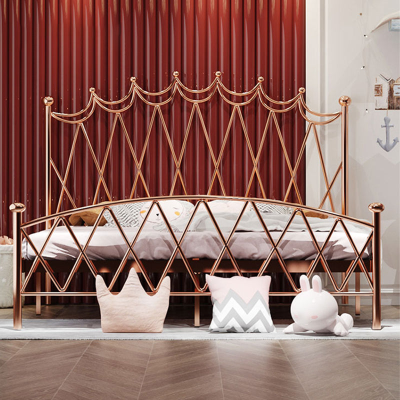 Glam Metal Arched Standard Bed with Open-Frame Headboard, Mattress Not Included