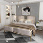 Glam Metallic Open-Frame Bed with Fabric Upholstered Headboard Gold Clearhalo 'Bedroom Furniture' 'Beds' 'furn' 'furn_beds' 'Furniture' 5688854