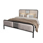 Glam Metallic Open-Frame Bed with Fabric Upholstered Headboard Black Clearhalo 'Bedroom Furniture' 'Beds' 'furn' 'furn_beds' 'Furniture' 5688857