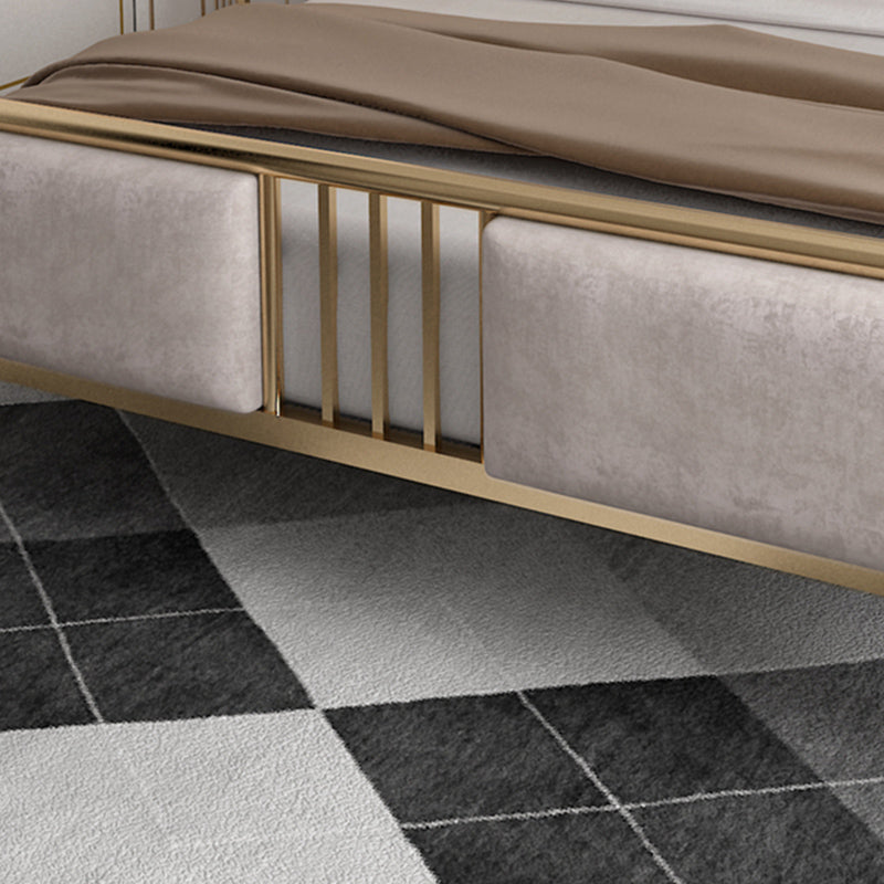 Glam Metallic Open-Frame Bed with Fabric Upholstered Headboard Clearhalo 'Bedroom Furniture' 'Beds' 'furn' 'furn_beds' 'Furniture' 5688858