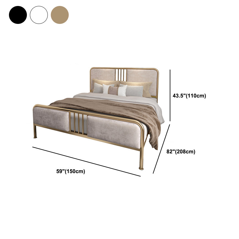 Glam Metallic Open-Frame Bed with Fabric Upholstered Headboard Clearhalo 'Bedroom Furniture' 'Beds' 'furn' 'furn_beds' 'Furniture' 5688867
