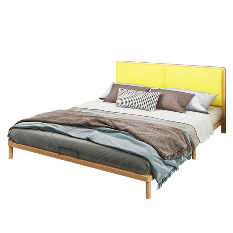 Contemporary Panel Wood Standard Bed with Rectangular Headboard Queen Yellow Single Bed Clearhalo 'Bedroom Furniture' 'Beds' 'furn' 'furn_beds' 'Furniture' 5688875