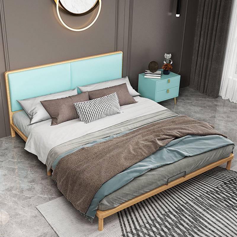 Contemporary Panel Wood Standard Bed with Rectangular Headboard California King Blue Single Bed Clearhalo 'Bedroom Furniture' 'Beds' 'furn' 'furn_beds' 'Furniture' 5688876