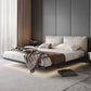 Modern Style Upholstered Headboard Free Leather White Suspension Bed