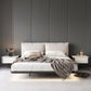 Modern Style Upholstered Headboard Free Leather White Suspension Bed