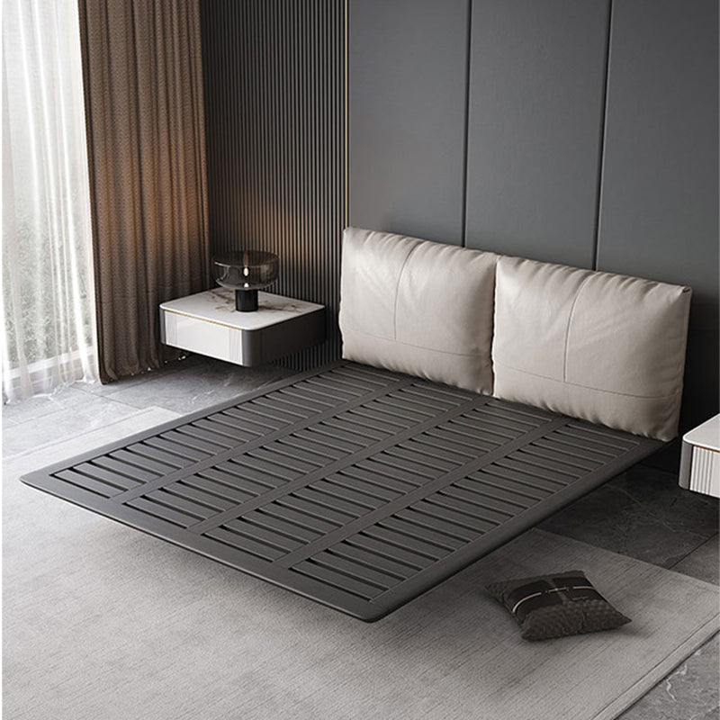 Modern Style Upholstered Headboard Free Leather White Suspension Bed