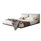Modern Style Upholstered Headboard Free Leather White Suspension Bed