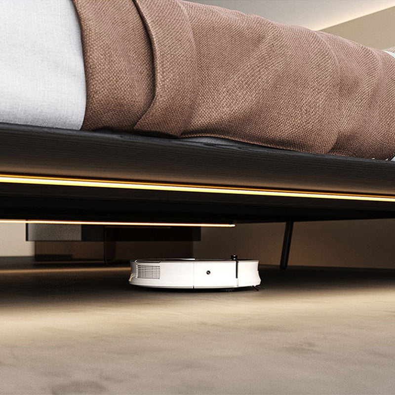 Modern Style Upholstered Headboard Free Leather White Suspension Bed