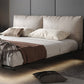 Modern Style Upholstered Headboard Free Leather White Suspension Bed