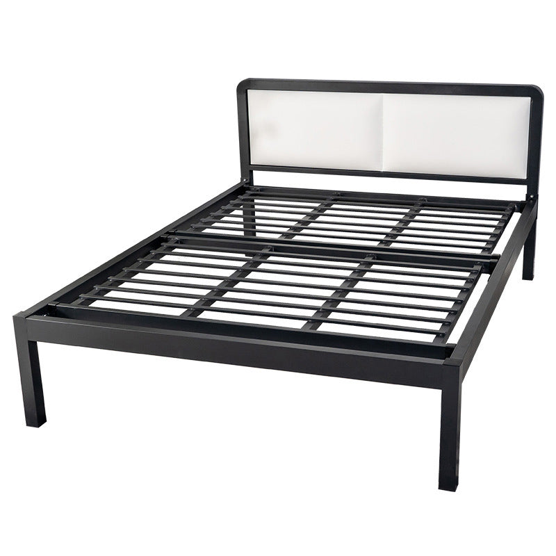 Contemporary Slat Metal Standard Bed with Rectangular Headboard