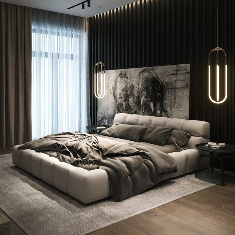 Modern Style Upholstered Headboard Mimics Leather/cotton Bed