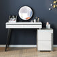 Contemporary Vanity with Padded Stool Engineered Wood Dresser in Glossy Finish