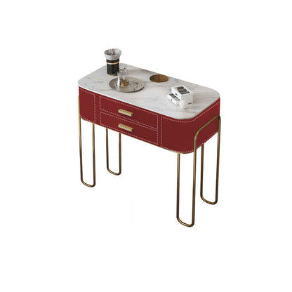 Luxurious Vanity Set 2 Storage Drawers with Mirror & Padded Stool in Red